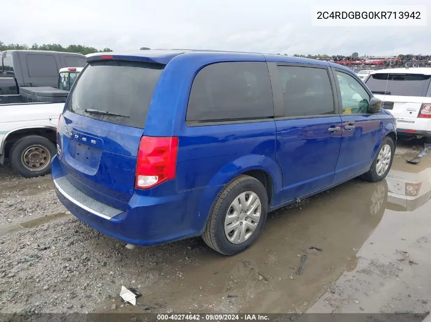 2019 Dodge Grand Caravan Se VIN: 2C4RDGBG0KR713942 Lot: 40274642