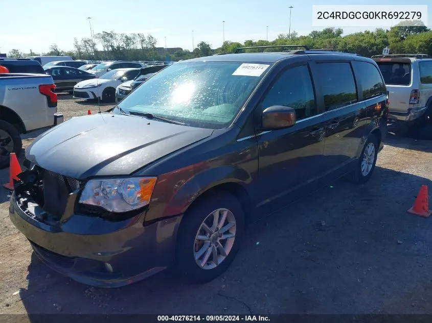 2019 Dodge Grand Caravan Sxt VIN: 2C4RDGCG0KR692279 Lot: 40276214