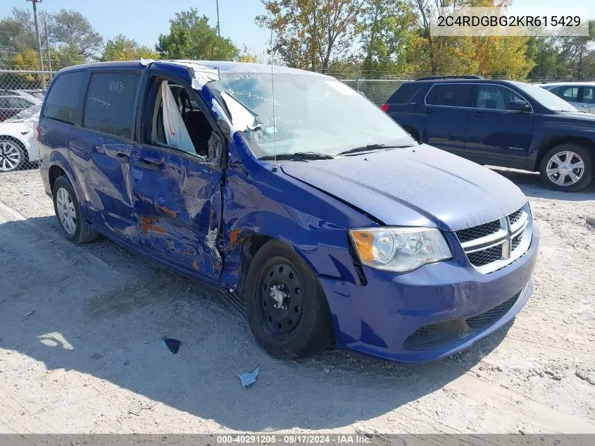 2019 Dodge Grand Caravan Se VIN: 2C4RDGBG2KR615429 Lot: 40291205