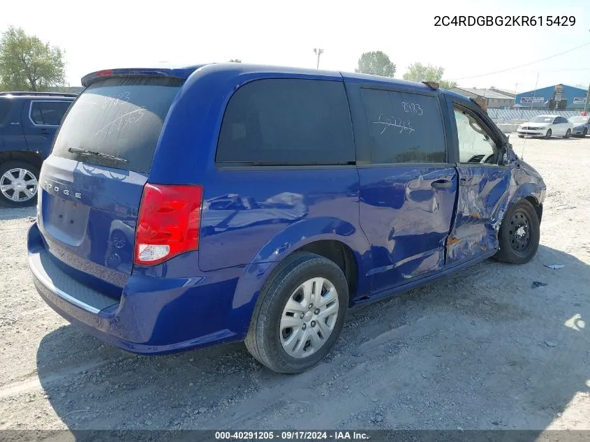 2019 Dodge Grand Caravan Se VIN: 2C4RDGBG2KR615429 Lot: 40291205