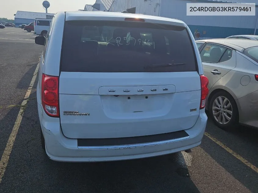 2019 Dodge Grand Caravan Se VIN: 2C4RDGBG3KR579461 Lot: 40302815