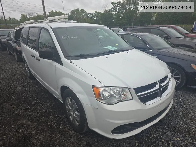 2019 Dodge Grand Caravan Se VIN: 2C4RDGBG5KR579459 Lot: 40302826