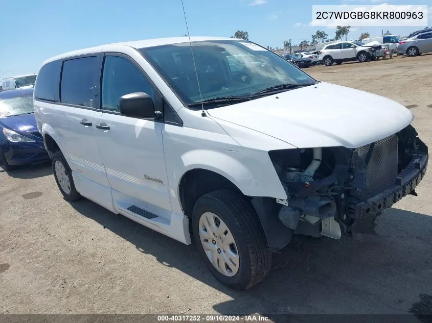 2019 Dodge Grand Caravan Se VIN: 2C7WDGBG8KR800963 Lot: 40317252