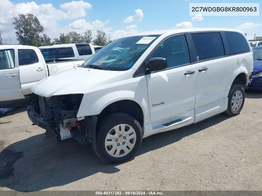 2019 Dodge Grand Caravan Se VIN: 2C7WDGBG8KR800963 Lot: 40317252