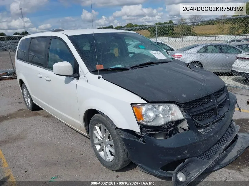 2019 Dodge Grand Caravan Sxt VIN: 2C4RDGCG2KR750392 Lot: 40321281