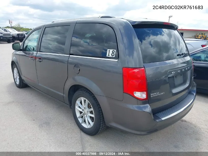 2019 Dodge Grand Caravan Sxt VIN: 2C4RDGCG2KR761683 Lot: 40337986