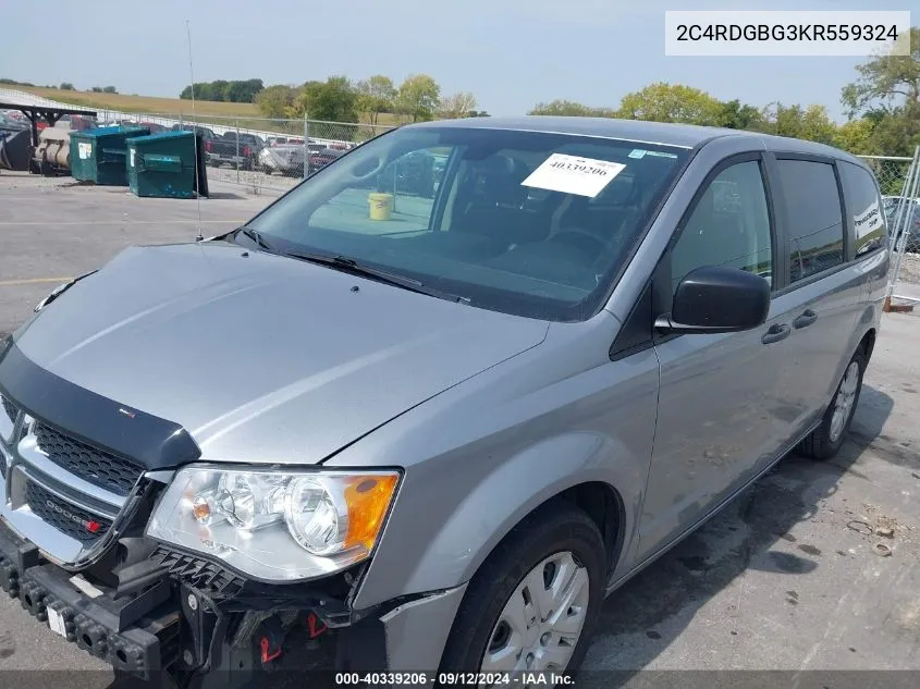 2019 Dodge Grand Caravan Se VIN: 2C4RDGBG3KR559324 Lot: 40339206