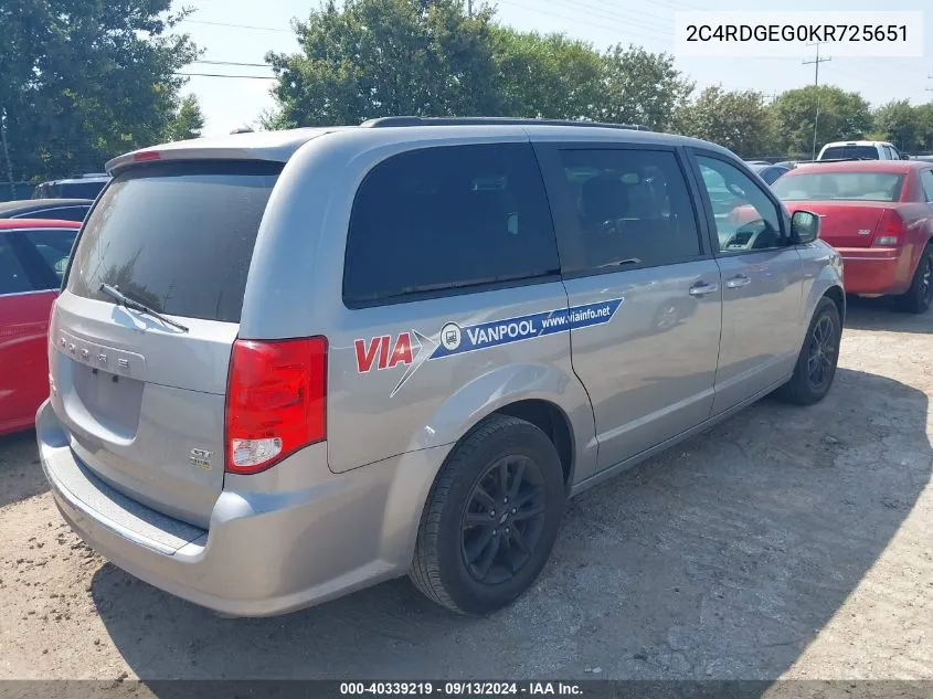 2019 Dodge Grand Caravan Gt VIN: 2C4RDGEG0KR725651 Lot: 40339219