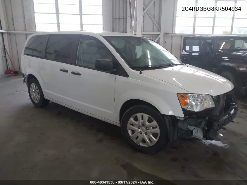 2019 Dodge Grand Caravan Se VIN: 2C4RDGBG8KR504934 Lot: 40341538