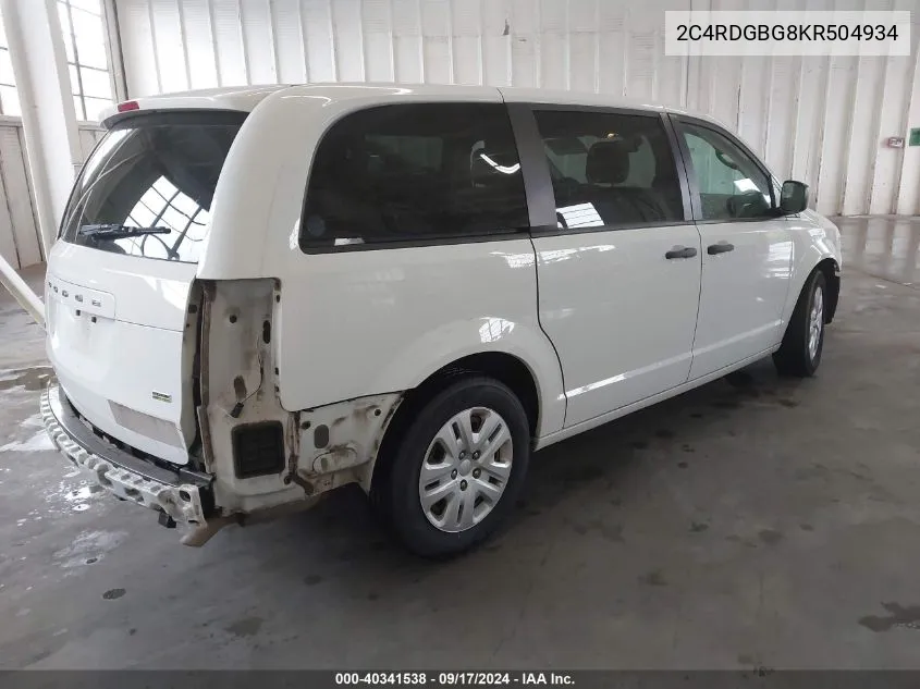 2019 Dodge Grand Caravan Se VIN: 2C4RDGBG8KR504934 Lot: 40341538