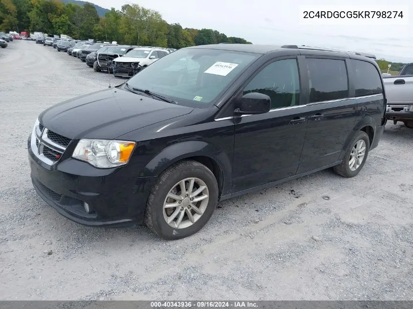 2019 Dodge Grand Caravan Sxt VIN: 2C4RDGCG5KR798274 Lot: 40343936