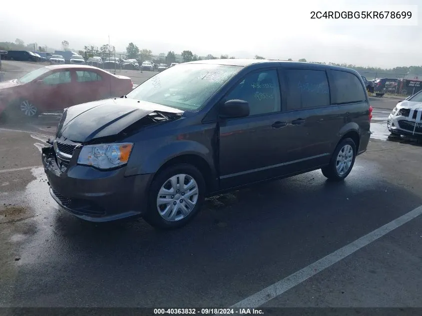 2019 Dodge Grand Caravan Se VIN: 2C4RDGBG5KR678699 Lot: 40363832