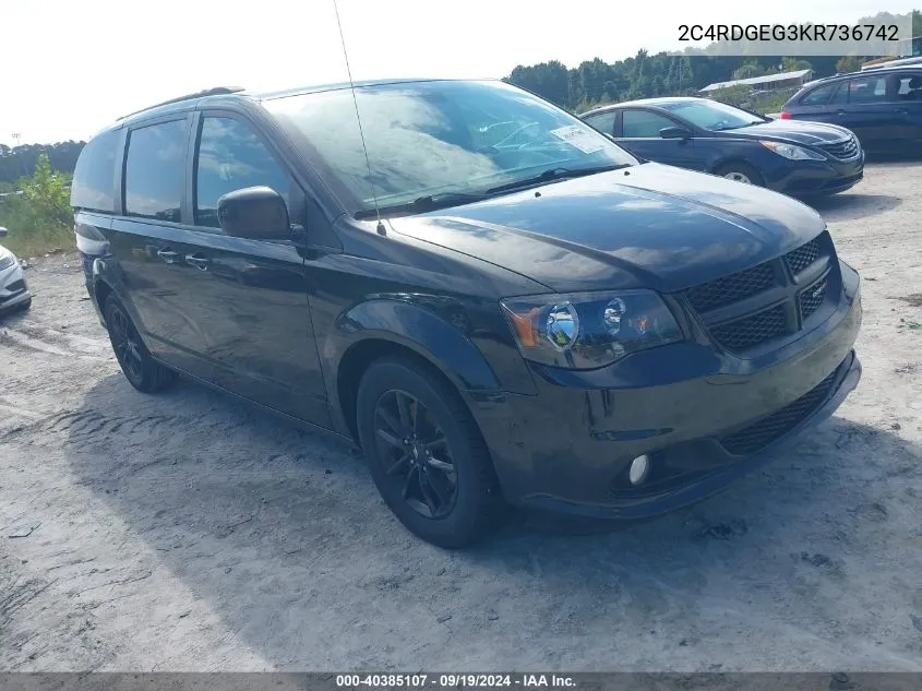 2019 Dodge Grand Caravan Gt VIN: 2C4RDGEG3KR736742 Lot: 40385107