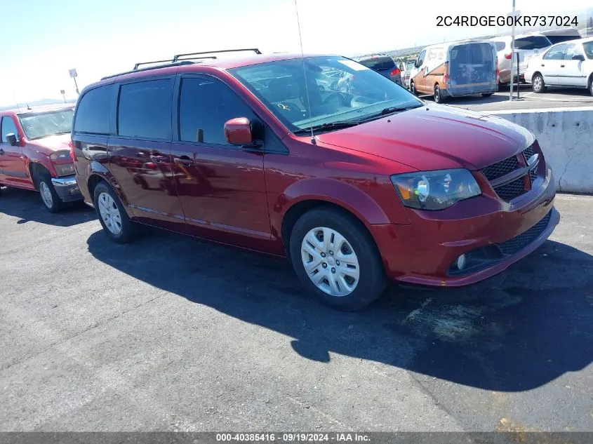 2019 Dodge Grand Caravan Gt VIN: 2C4RDGEG0KR737024 Lot: 40385416