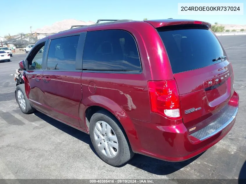 2019 Dodge Grand Caravan Gt VIN: 2C4RDGEG0KR737024 Lot: 40385416