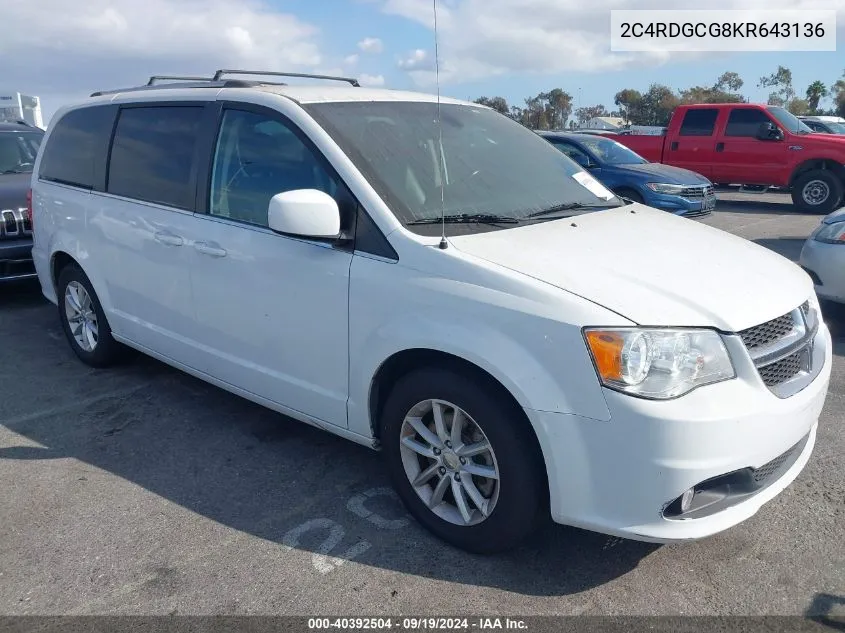 2019 Dodge Grand Caravan Sxt VIN: 2C4RDGCG8KR643136 Lot: 40392504