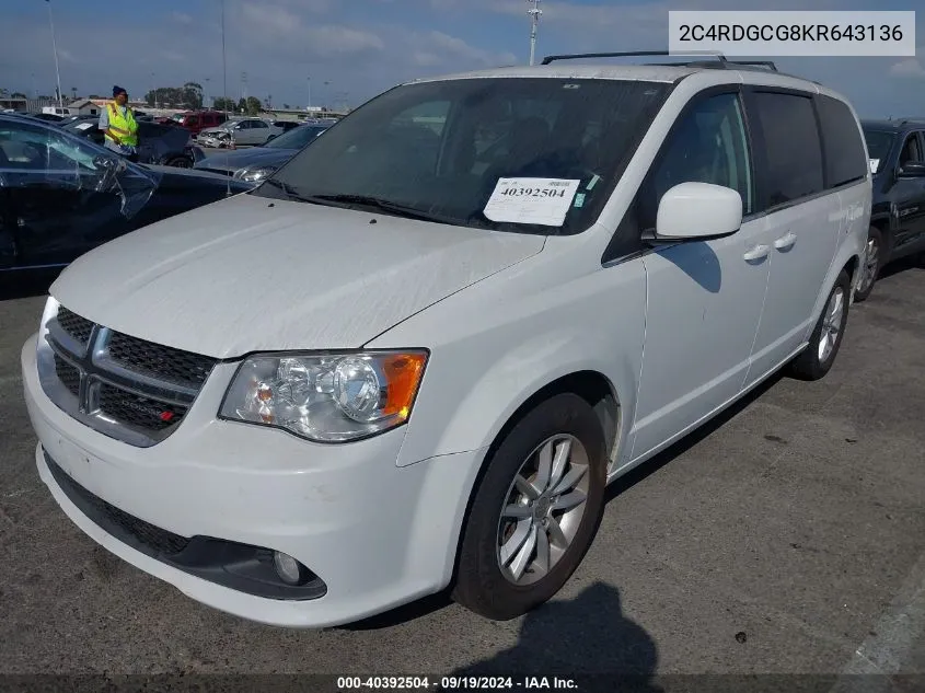 2019 Dodge Grand Caravan Sxt VIN: 2C4RDGCG8KR643136 Lot: 40392504