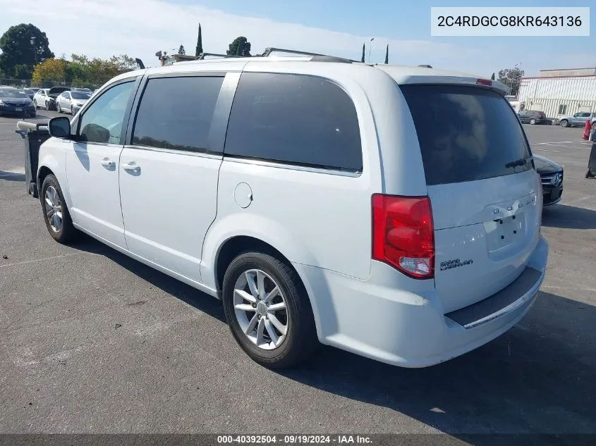 2019 Dodge Grand Caravan Sxt VIN: 2C4RDGCG8KR643136 Lot: 40392504