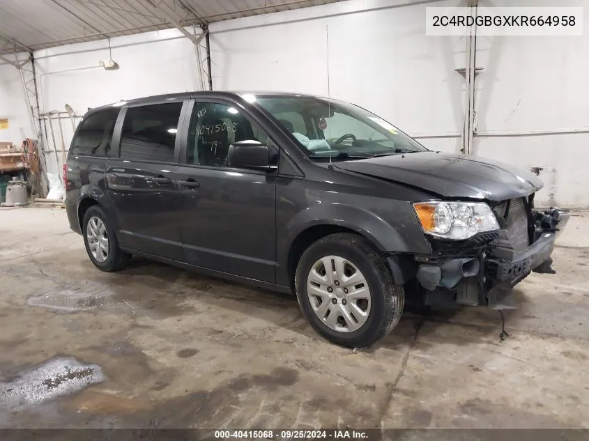 2C4RDGBGXKR664958 2019 Dodge Grand Caravan Se