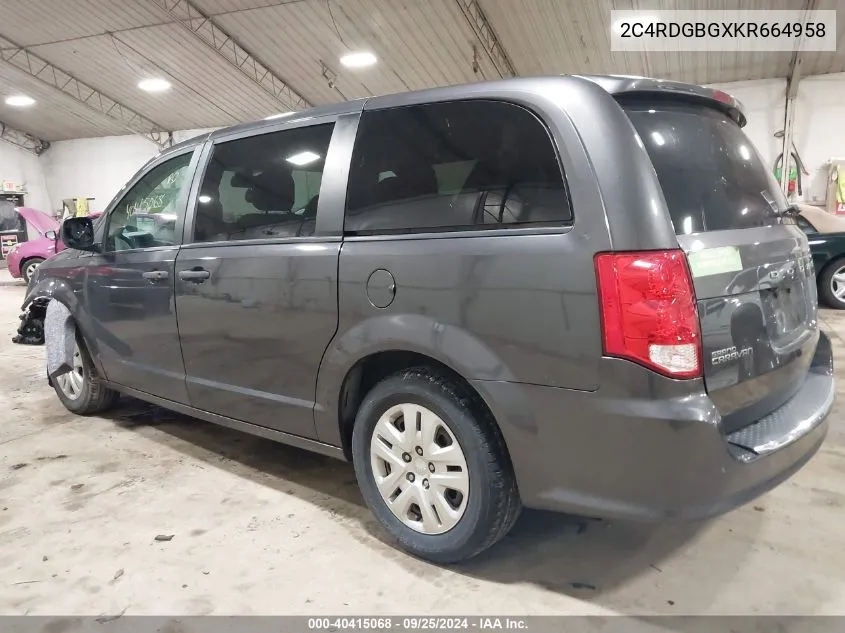 2C4RDGBGXKR664958 2019 Dodge Grand Caravan Se