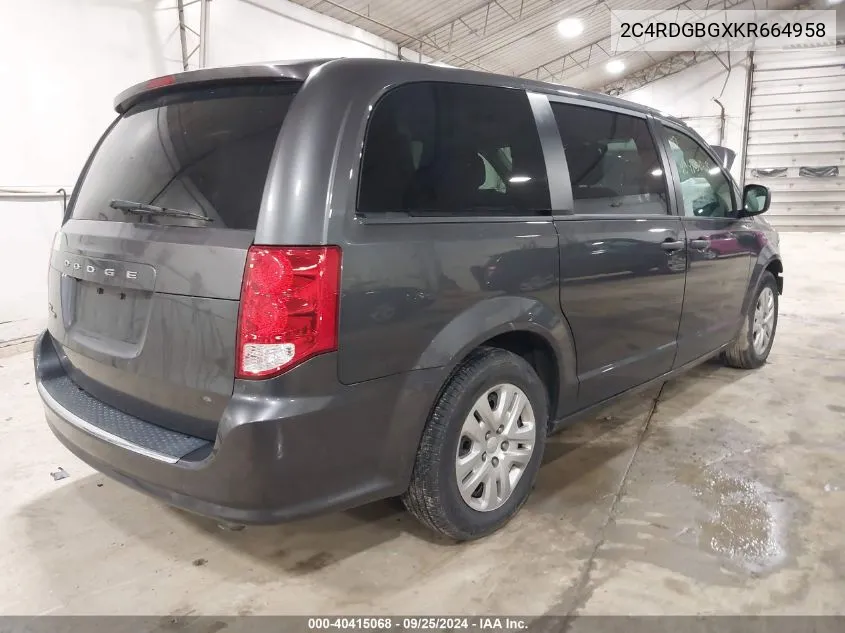 2C4RDGBGXKR664958 2019 Dodge Grand Caravan Se