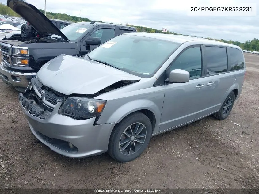 2019 Dodge Grand Caravan Gt VIN: 2C4RDGEG7KR538231 Lot: 40420916