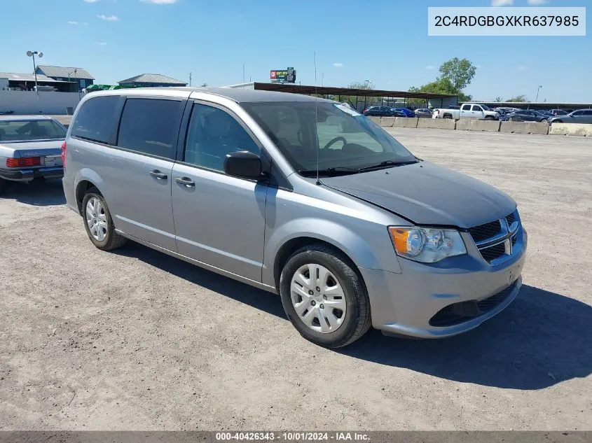 2C4RDGBGXKR637985 2019 Dodge Grand Caravan Se