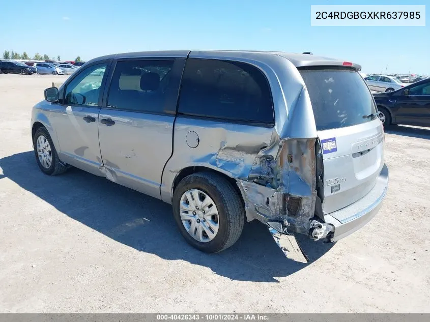 2C4RDGBGXKR637985 2019 Dodge Grand Caravan Se