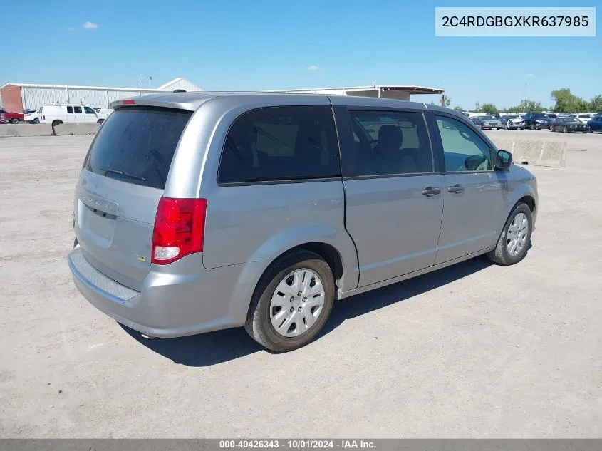 2C4RDGBGXKR637985 2019 Dodge Grand Caravan Se