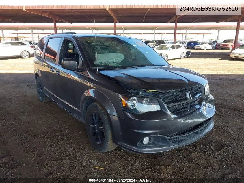 2019 Dodge Grand Caravan Gt VIN: 2C4RDGEG3KR752620 Lot: 40431184