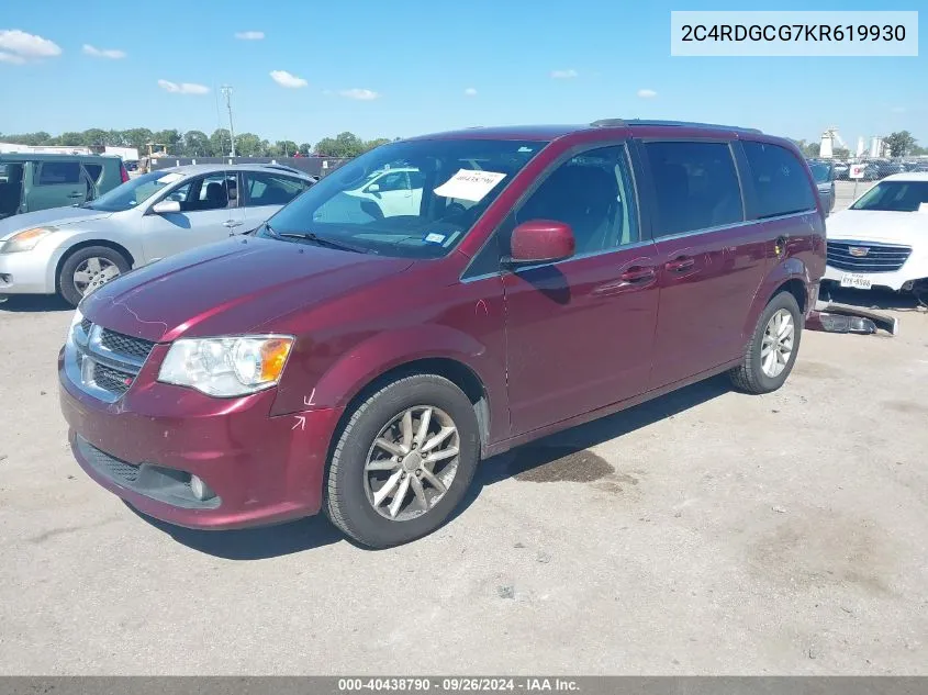 2019 Dodge Grand Caravan Sxt VIN: 2C4RDGCG7KR619930 Lot: 40438790