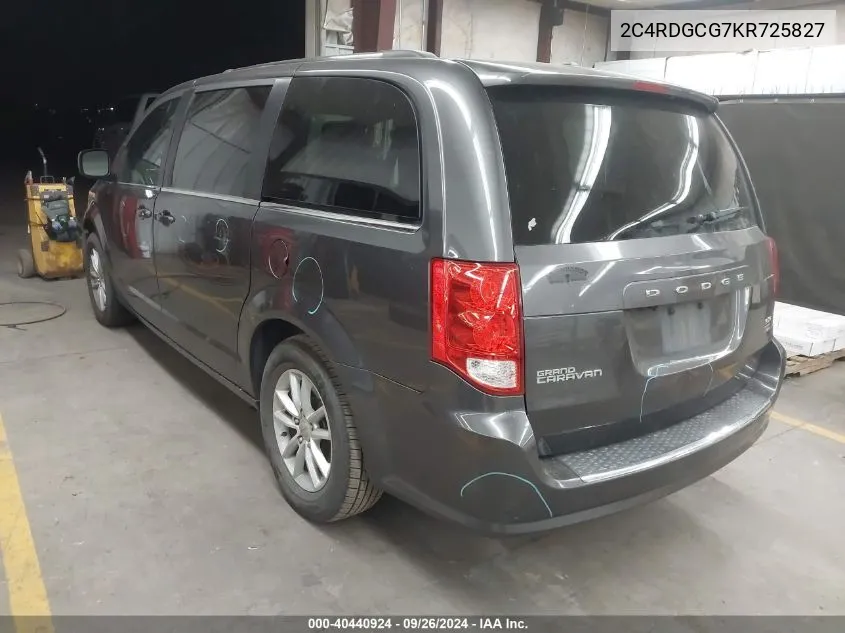 2019 Dodge Grand Caravan Sxt VIN: 2C4RDGCG7KR725827 Lot: 40440924