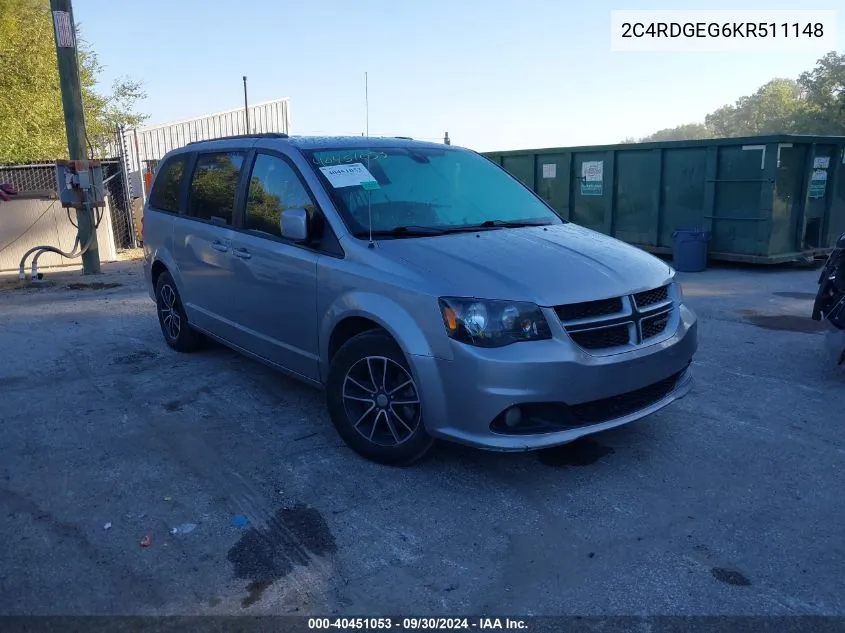 2019 Dodge Grand Caravan Gt VIN: 2C4RDGEG6KR511148 Lot: 40451053