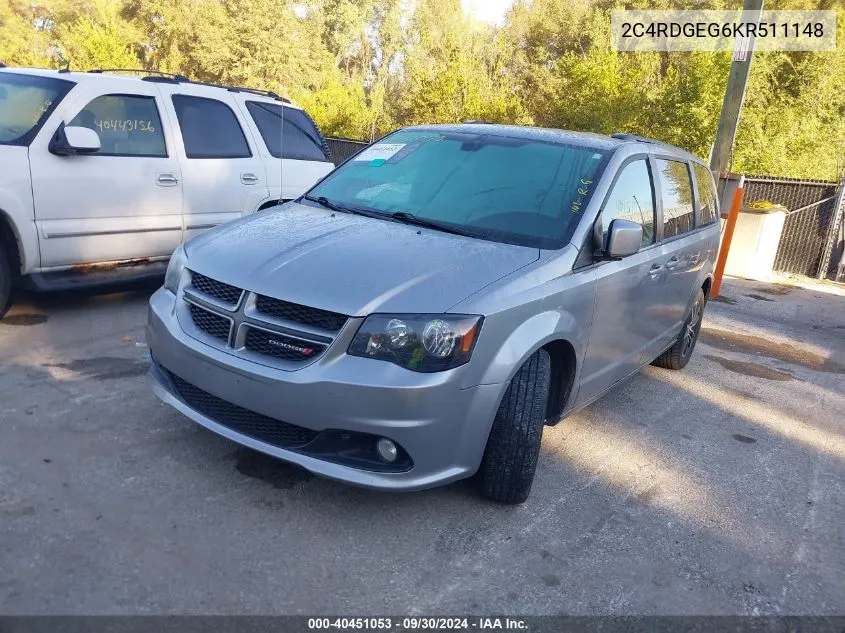 2019 Dodge Grand Caravan Gt VIN: 2C4RDGEG6KR511148 Lot: 40451053