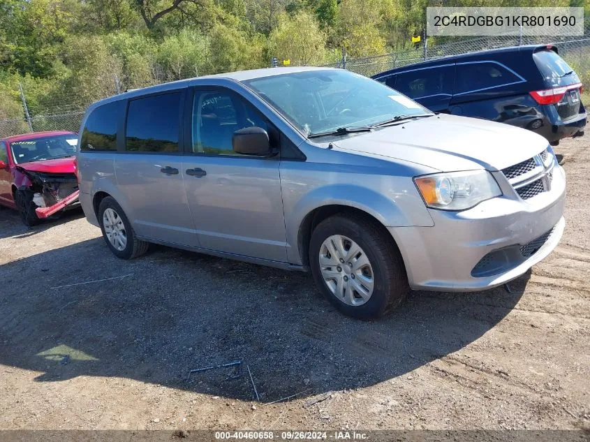 2019 Dodge Grand Caravan Se VIN: 2C4RDGBG1KR801690 Lot: 40460658