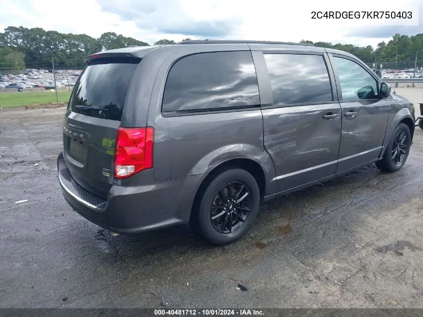 2C4RDGEG7KR750403 2019 Dodge Grand Caravan Gt