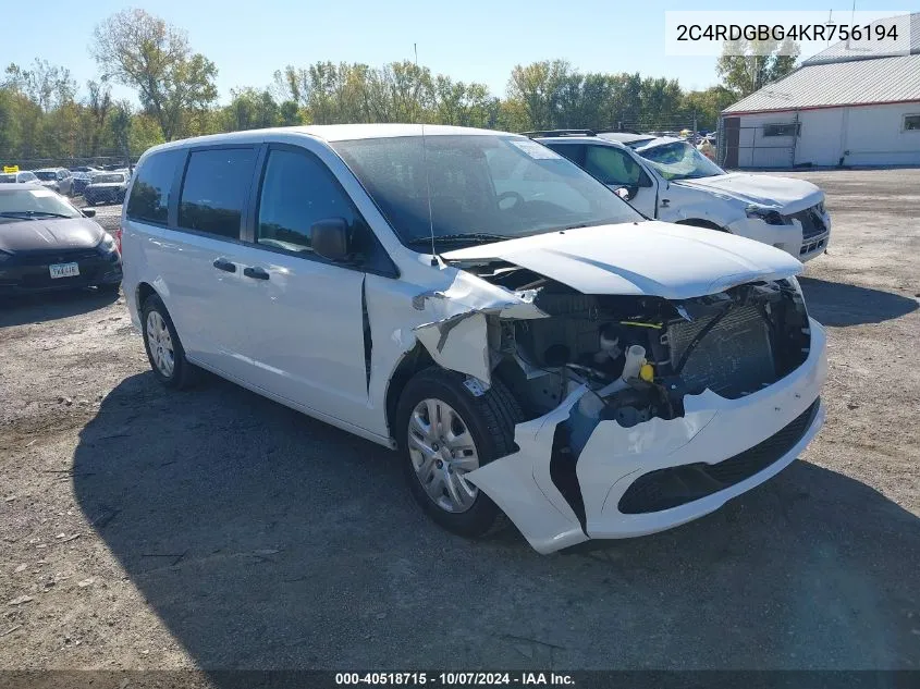 2C4RDGBG4KR756194 2019 Dodge Grand Caravan Se