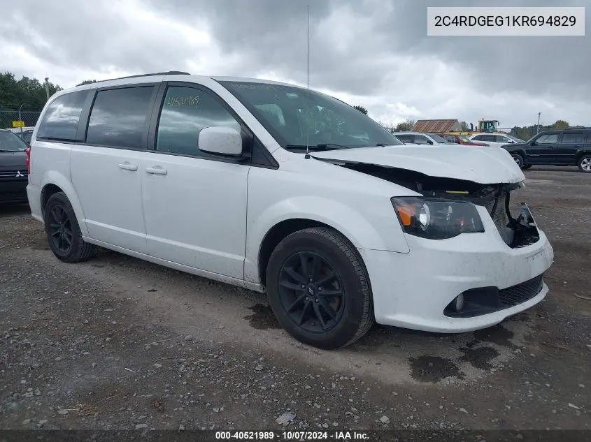 2019 Dodge Grand Caravan Gt VIN: 2C4RDGEG1KR694829 Lot: 40521989