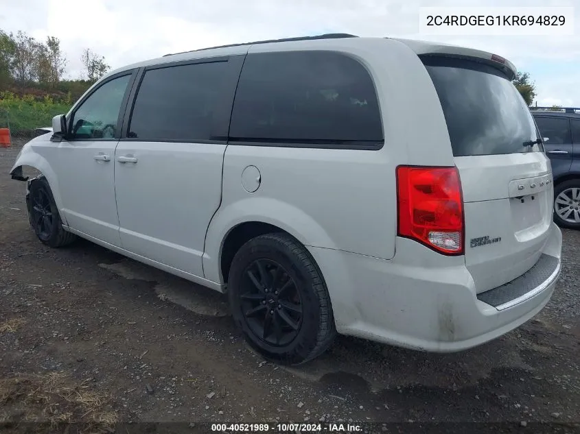 2019 Dodge Grand Caravan Gt VIN: 2C4RDGEG1KR694829 Lot: 40521989