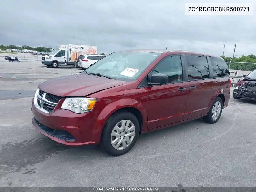 2019 Dodge Grand Caravan Se VIN: 2C4RDGBG8KR500771 Lot: 40522437