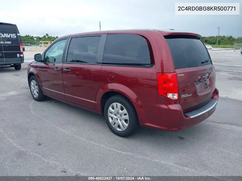 2019 Dodge Grand Caravan Se VIN: 2C4RDGBG8KR500771 Lot: 40522437