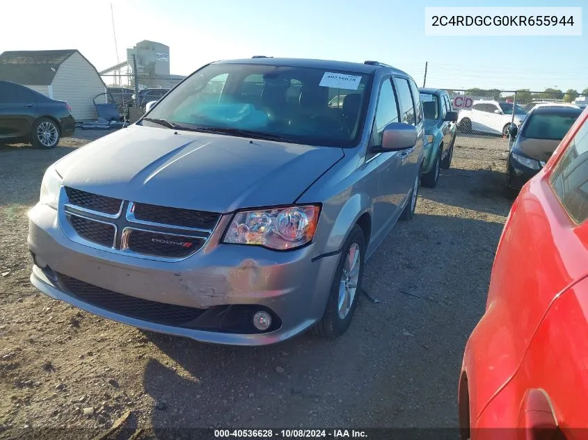 2019 Dodge Grand Caravan Sxt VIN: 2C4RDGCG0KR655944 Lot: 40536628