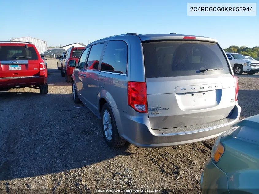 2019 Dodge Grand Caravan Sxt VIN: 2C4RDGCG0KR655944 Lot: 40536628