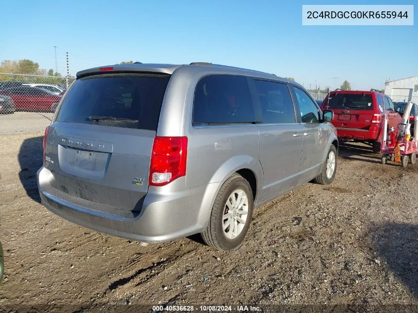 2019 Dodge Grand Caravan Sxt VIN: 2C4RDGCG0KR655944 Lot: 40536628