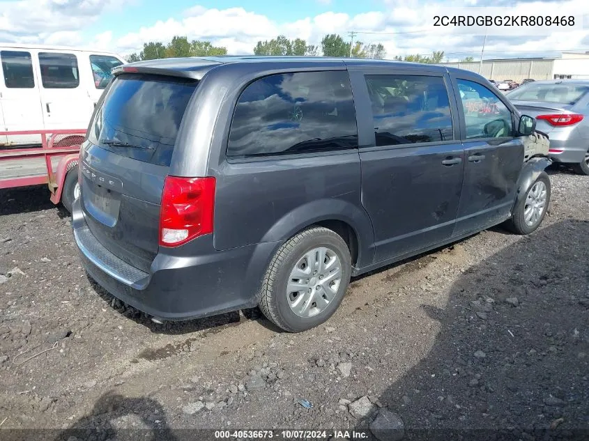 2019 Dodge Grand Caravan Se VIN: 2C4RDGBG2KR808468 Lot: 40536673