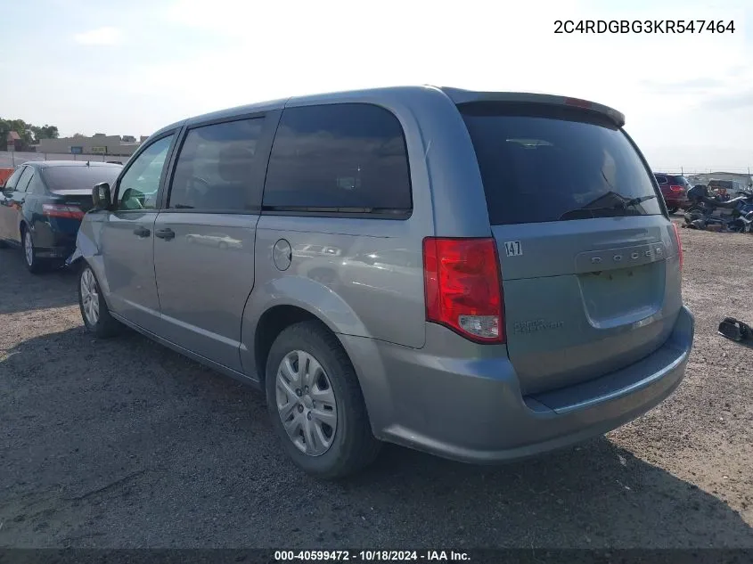 2019 Dodge Grand Caravan Se VIN: 2C4RDGBG3KR547464 Lot: 40599472