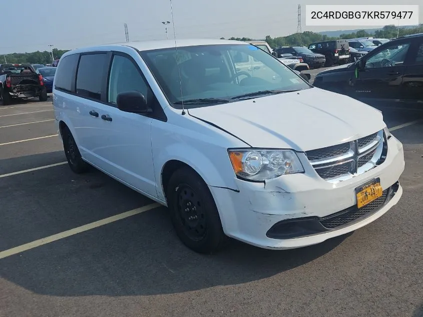 2019 Dodge Grand Caravan Se VIN: 2C4RDGBG7KR579477 Lot: 40599732