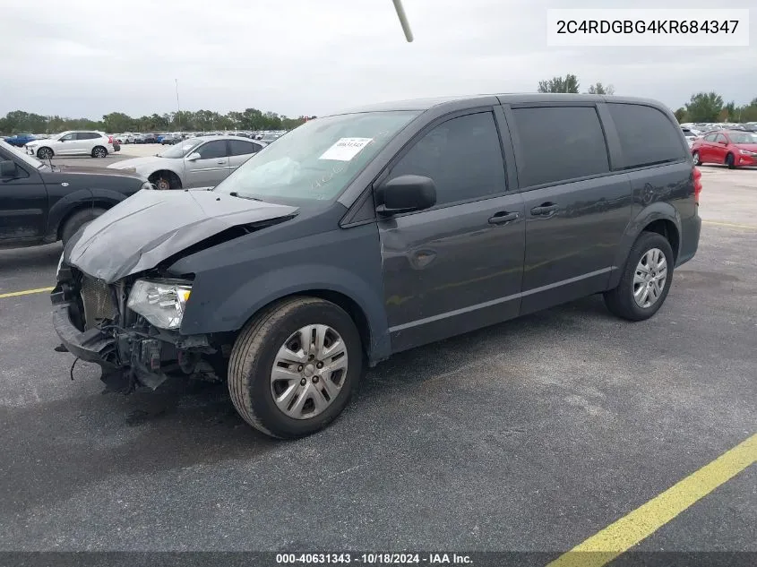 2019 Dodge Grand Caravan Se VIN: 2C4RDGBG4KR684347 Lot: 40631343