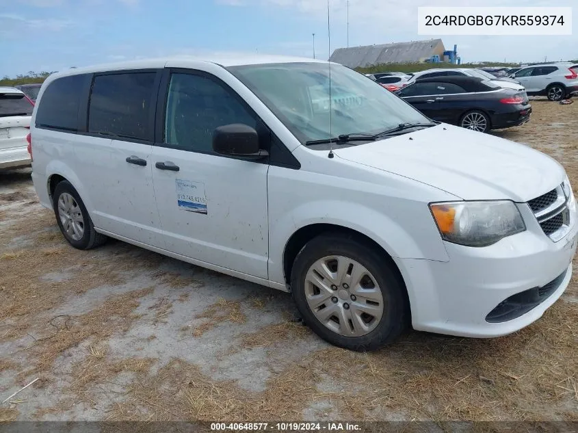 2C4RDGBG7KR559374 2019 Dodge Grand Caravan Se