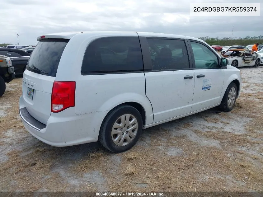 2C4RDGBG7KR559374 2019 Dodge Grand Caravan Se